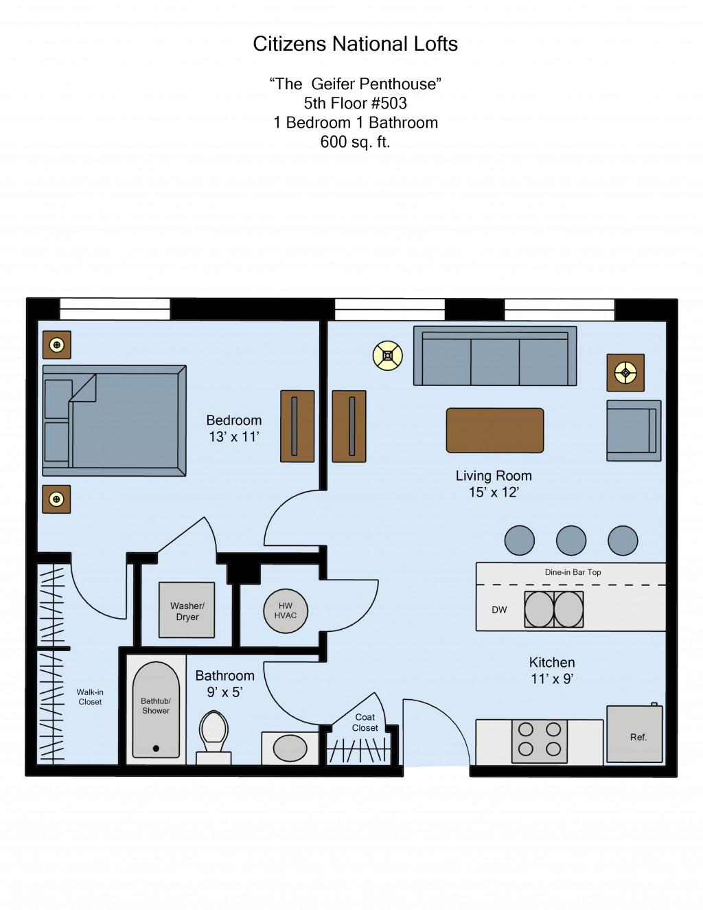 Citizens National Lofts 1-Bed 